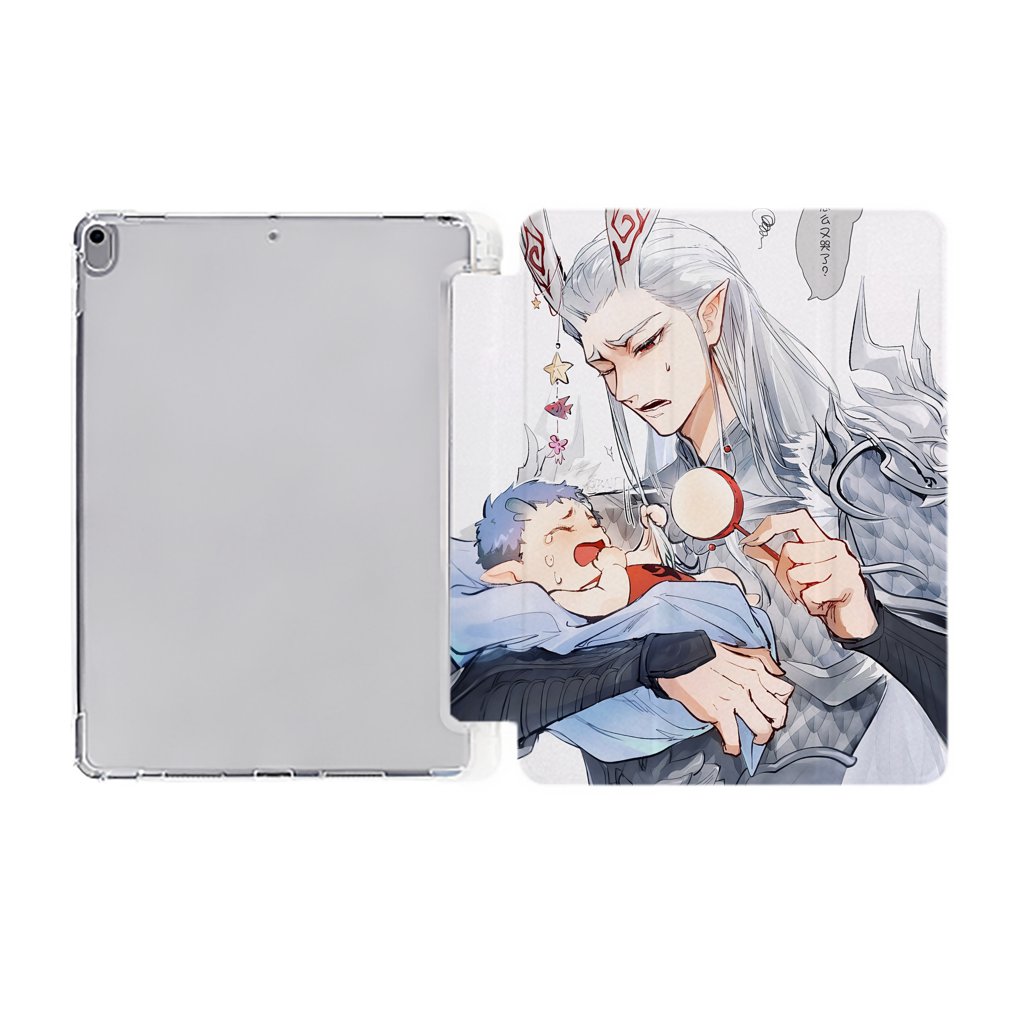 （画像用） Ne Zha 2 ナタ 魔童の大暴れ IPad ケース ペン収納付き 三つ折りスタンド PUレザー×シリコン 対応機種9.5/10.5/10.9インチ